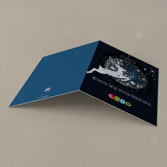 Kartka świąteczna z logo BN1-002 Dwa renifery pośród gwiazdek, tył