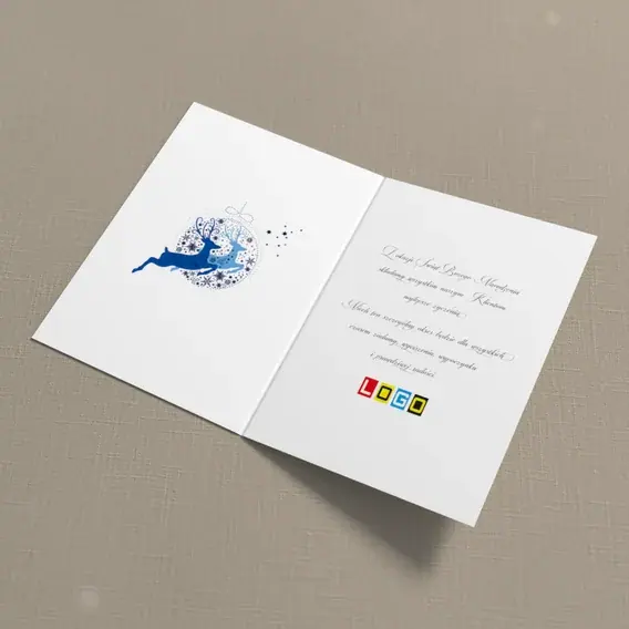 Kartka świąteczna z logo BN1-002 Dwa renifery pośród gwiazdek, wnętrze