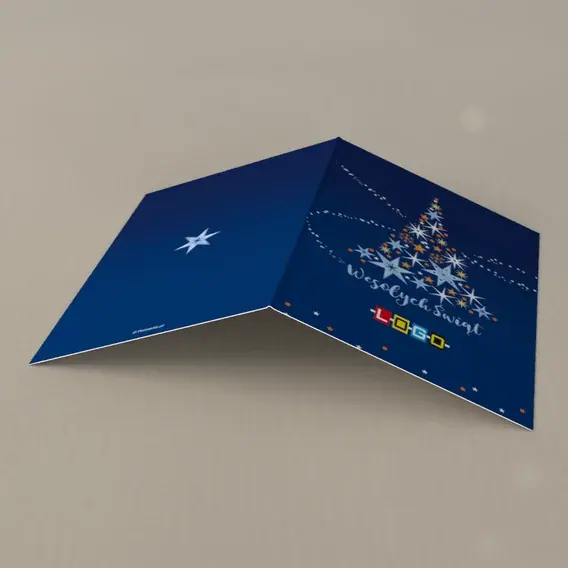 Kartka świąteczna z logo BN1-008 Kryształowa jodła i chłód granatu, tył