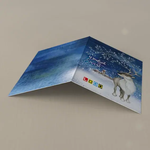 Kartka świąteczna z logo BN1-009 Dostojny jeleń w granatowej nocy, tył