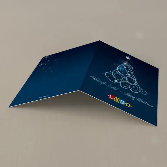Kartka świąteczna z logo BN1-010 Wstęgowa jodła po angielsku, tył