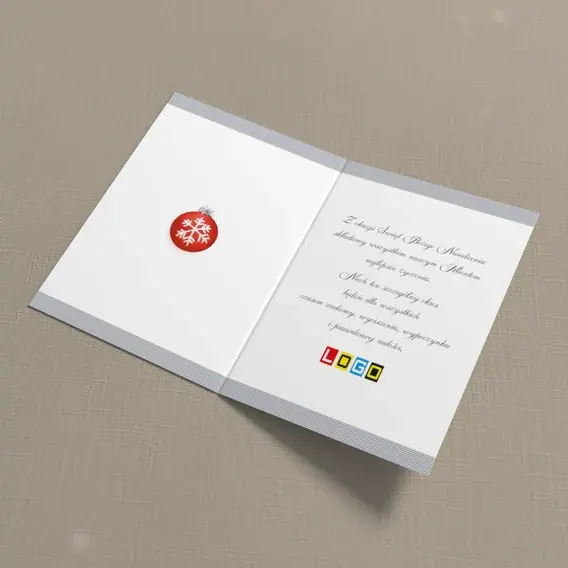 Kartka świąteczna z logo BN1-014 Szarość z czerwonym akcentem, wnętrze