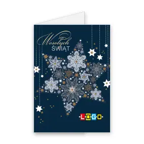 Kartka świąteczna z logo BN1-016 Symetryczny wzór na granacie, okładka