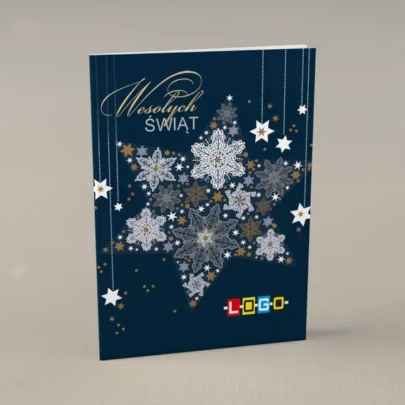 Kartka świąteczna z logo BN1-016 Symetryczny wzór na granacie, przód