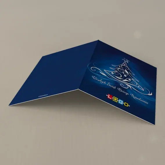 Kartka świąteczna z logo BN1-019 Ornamenty i spirale w bieli, tył