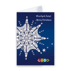 Kartka świąteczna z logo BN1-022 Lodowy ornament na granacie, okładka