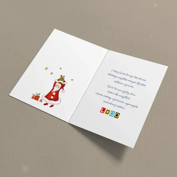 Kartka świąteczna z logo BN1-034 Paczki pod granatowym niebem, wnętrze