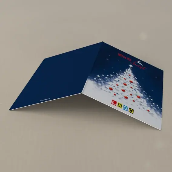 Kartka świąteczna z logo BN1-035 Drzewko z mgiełki śniegu, tył