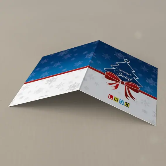 Kartka świąteczna z logo BN1-039 Czerwony akcent w chłodzie, tył