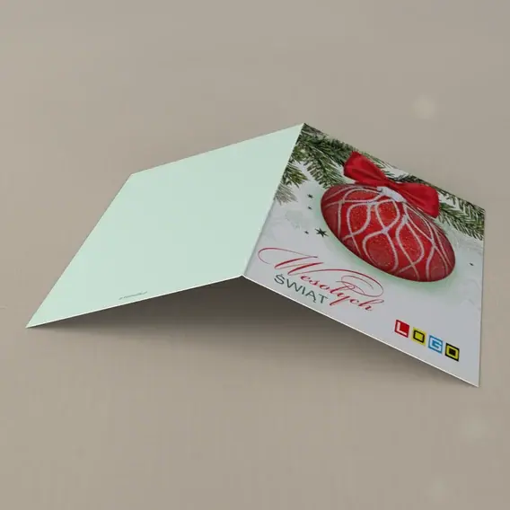 Kartka świąteczna z logo BN1-040 Bombka o falistym wzorze, tył