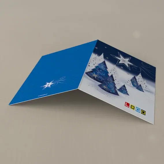 Kartka świąteczna z logo BN1-045 Rozbłysk nad granatowym borem, tył