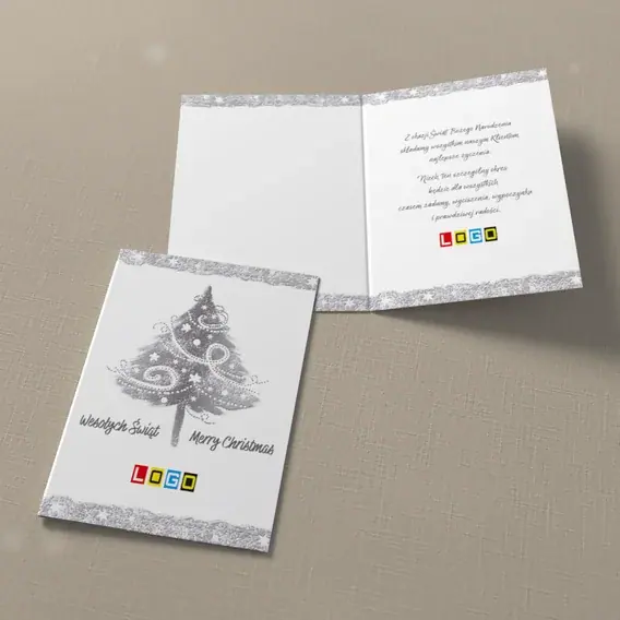 Kartka świąteczna z logo BN1-050 Drzewko z jednej kreski, widok ogólny