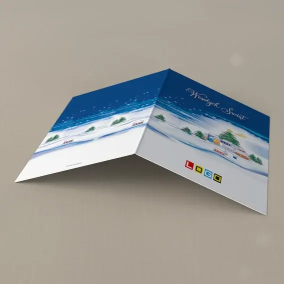 Kartka świąteczna z logo BN1-055 Domki pod śnieżną czapą, tył