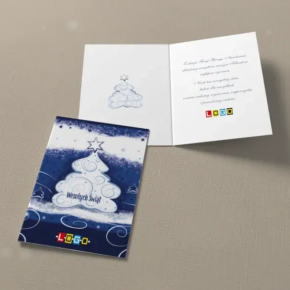 Kartka świąteczna z logo BN1-056 Wicher wokół białego drzewka, widok ogólny
