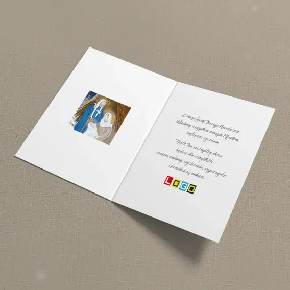 Kartka świąteczna z logo BN1-057 Betlejem w śnieżnych świerkach, wnętrze