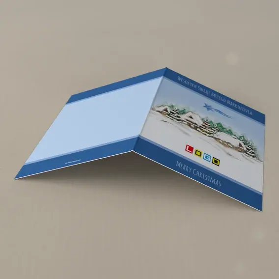 Kartka świąteczna z logo BN1-058 Okna jak latarnie w śniegu, tył