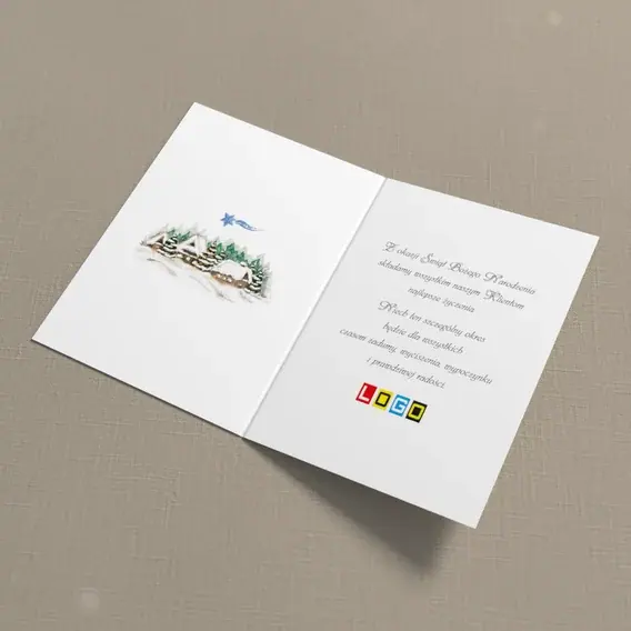 Kartka świąteczna z logo BN1-058 Okna jak latarnie w śniegu, wnętrze