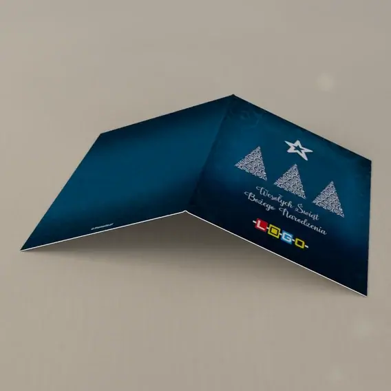 Kartka świąteczna z logo BN1-061 Trio spiralnych choinek, tył