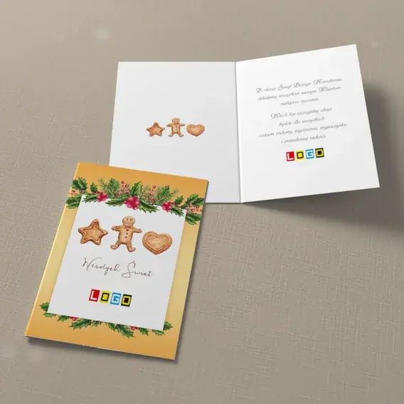 Kartka świąteczna z logo BN1-069 Trio z piernika, widok ogólny