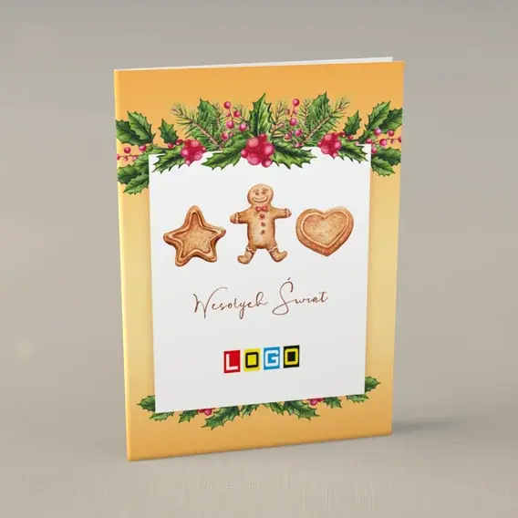 Kartka świąteczna z logo BN1-069 Trio z piernika, przód