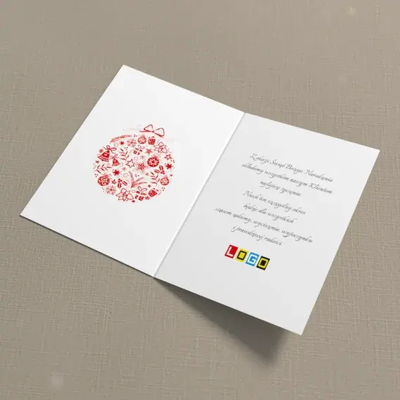 Kartka świąteczna z logo BN1-073 Czarny krąg z dzwonkami, wnętrze