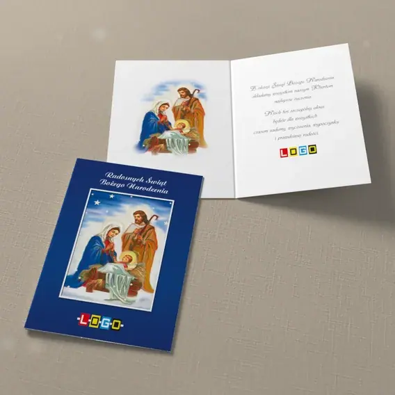 Kartka świąteczna z logo BN1-074 Szopka w blasku nocnego nieba, widok ogólny