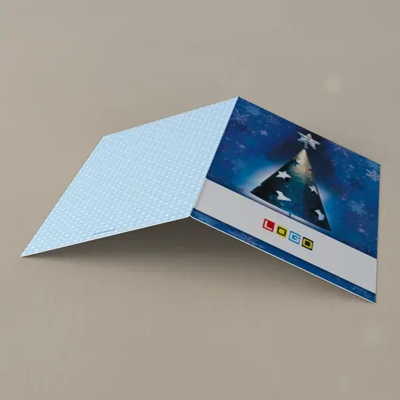 Kartka świąteczna z logo BN1-076 Ażurowa korona na lazurze, tył