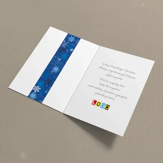 Kartka świąteczna z logo BN1-076 Ażurowa korona na lazurze, wnętrze