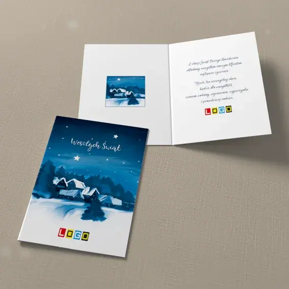 Kartka świąteczna z logo BN1-078 Osada śnieżnych dachów, widok ogólny