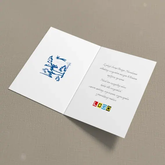 Kartka świąteczna z logo BN1-079 Świerkowy zagajnik pod gwiazdą, wnętrze