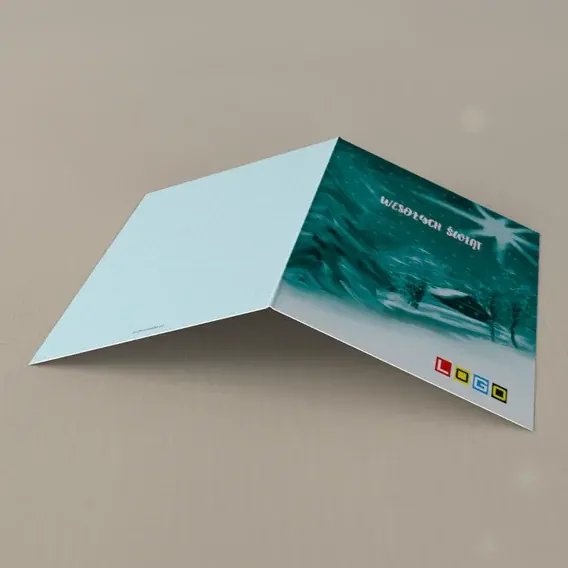 Kartka świąteczna z logo BN1-081 Domek obok wielkiej jodły, tył