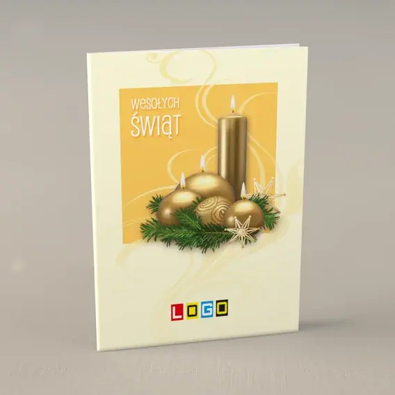 Kartka świąteczna z logo BN1-082 Świece w kremowej oprawie, przód
