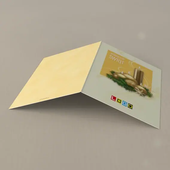Kartka świąteczna z logo BN1-082 Świece w kremowej oprawie, tył