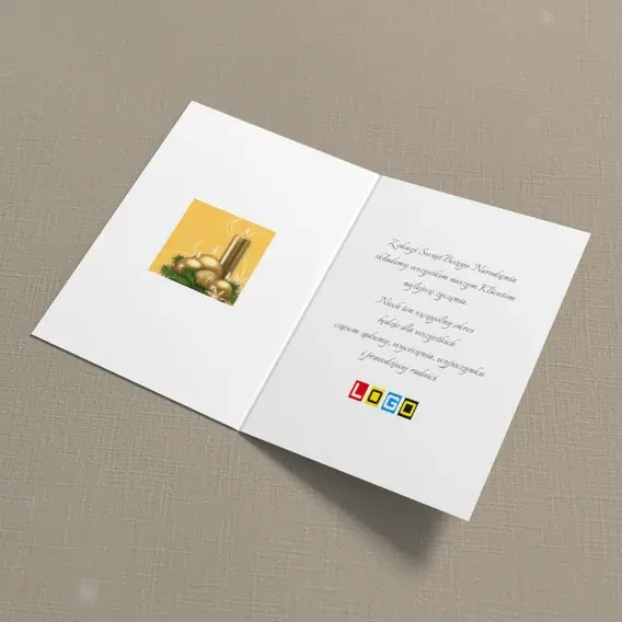 Kartka świąteczna z logo BN1-082 Świece w kremowej oprawie, wnętrze