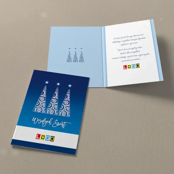 Kartka świąteczna z logo BN1-083 Spiralny szereg na granacie, widok ogólny