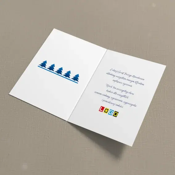 Kartka świąteczna z logo BN1-098 Fala błękitu z ramkami, wnętrze