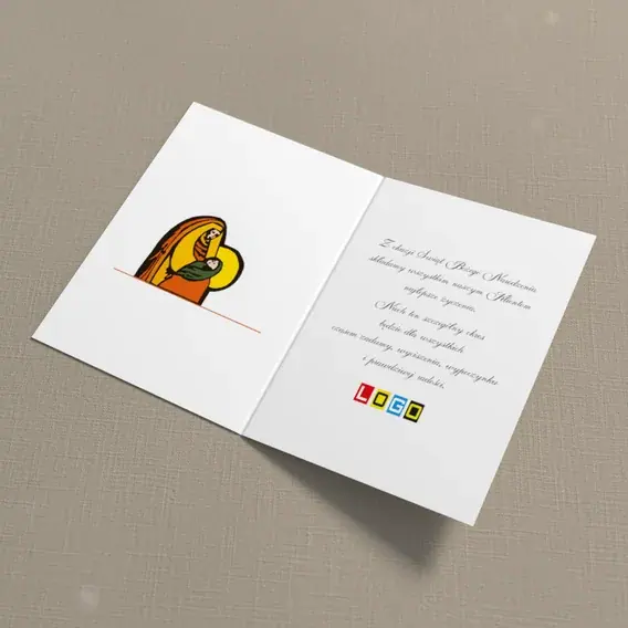 Kartka świąteczna z logo BN1-099 Szopka w granacie, wnętrze