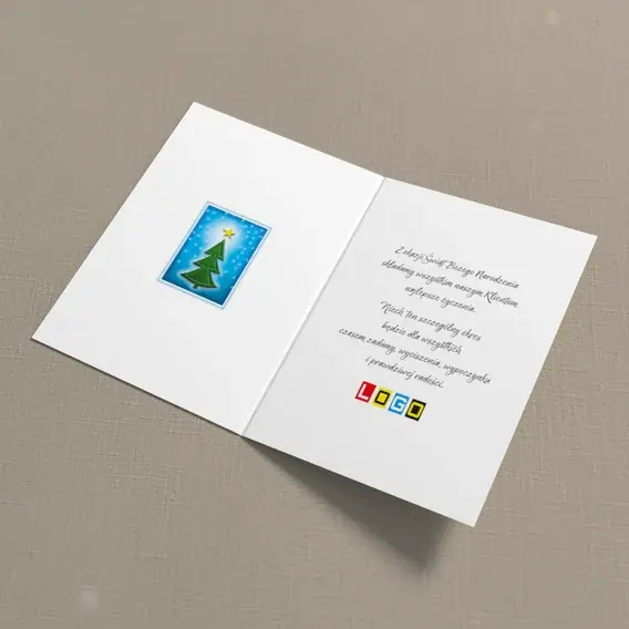 Kartka świąteczna z logo BN1-101 Szachownica i jasny prostokąt, wnętrze