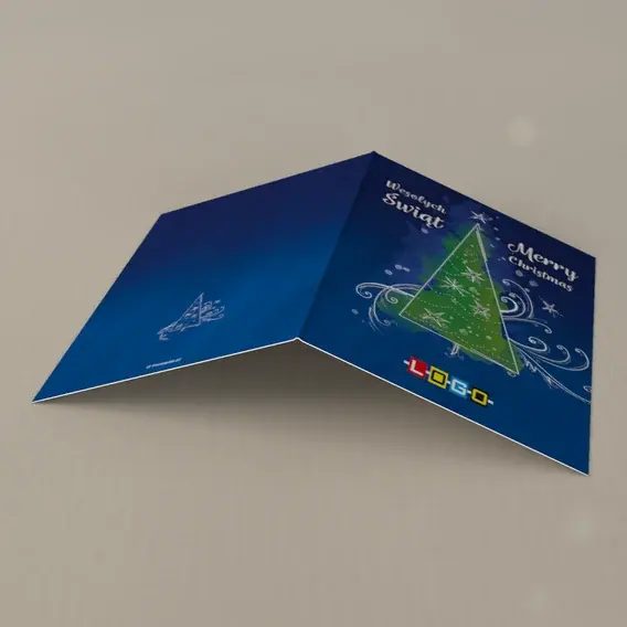 Kartka świąteczna z logo BN1-108 Szmaragdowy trójkąt między życzeniami, tył