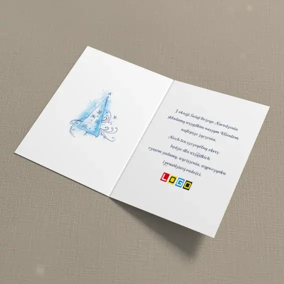 Kartka świąteczna z logo BN1-108 Szmaragdowy trójkąt między życzeniami, wnętrze