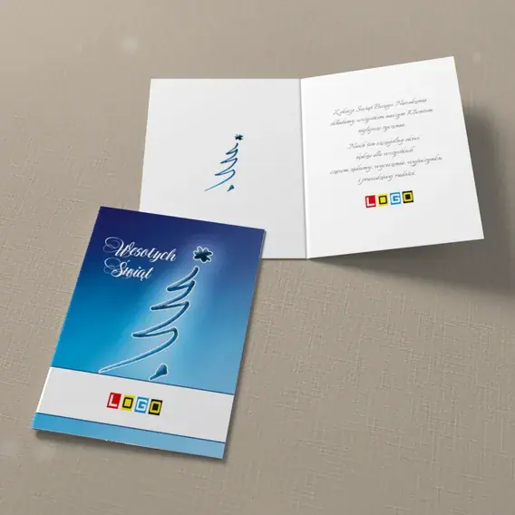 Kartka świąteczna z logo BN1-112 Falisty kontur choinki, widok ogólny