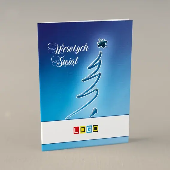 Kartka świąteczna z logo BN1-112 Falisty kontur choinki, przód