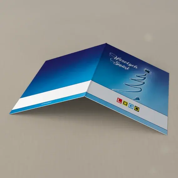 Kartka świąteczna z logo BN1-112 Falisty kontur choinki, tył
