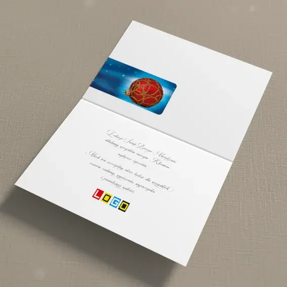 Kartka świąteczna z logo BN1-114 Kula z deseniem w poświacie, wnętrze