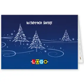 BN1-131 Liniowe drzewka na jednolitym granacie · Okładka Kartka świąteczna z logo BN1-131 Liniowe drzewka na jednolitym granacie, okładka