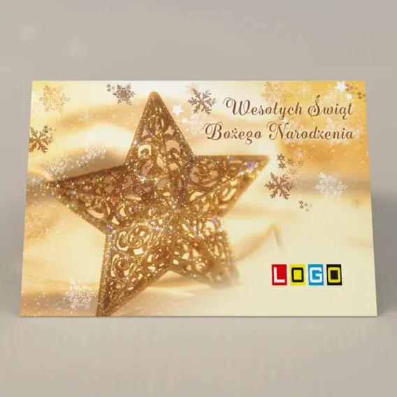 Kartka świąteczna z logo BN1-136 Iskry wokół wielkiej gwiazdy, przód