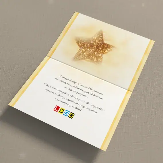 Kartka świąteczna z logo BN1-136 Iskry wokół wielkiej gwiazdy, wnętrze