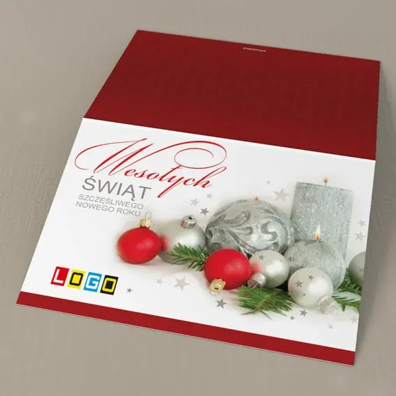Kartka świąteczna z logo BN1-137 Szare gwiazdki i ciepła świeca, tył