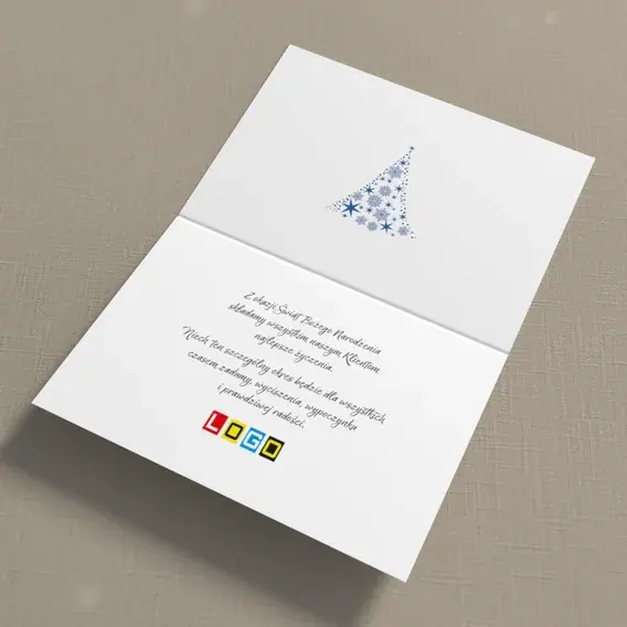 Kartka świąteczna z logo BN1-139 Jodła w niebieskich pasmach, wnętrze