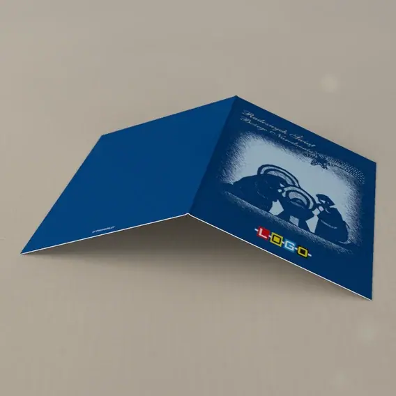 Kartka świąteczna z logo BN1-153 Kropkowy łuk nad szopką, tył
